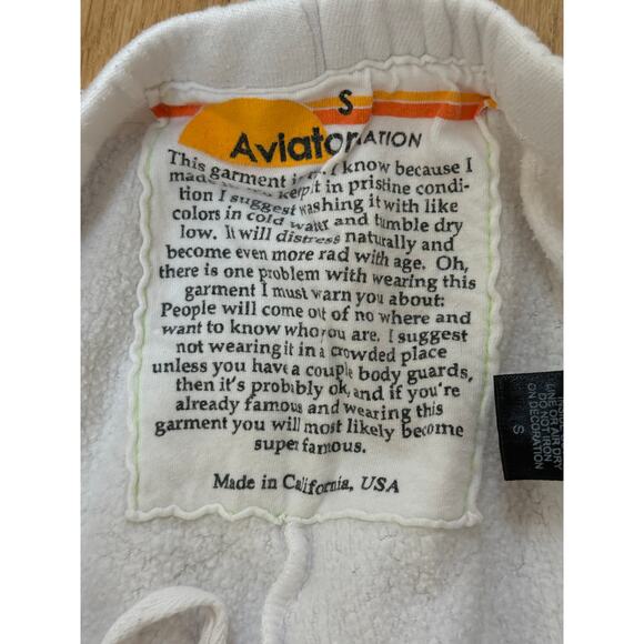 (S) $160 Aviator Nation Rainbow Stitch‎ Sweatpants White - Picture 7 of 8
